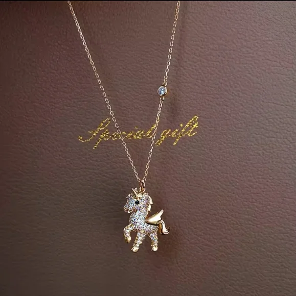 Gold Unicorn Pendant Necklace - Picture 2 of 3